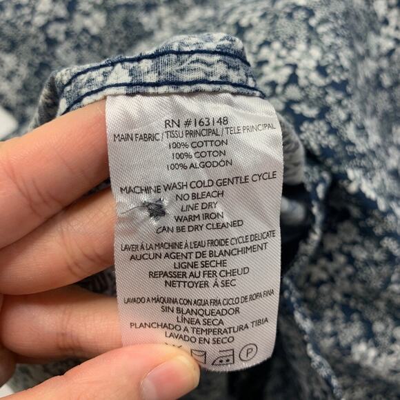 State & Stone Shirt Mens XL Navy White Floral Cotton Button Up Short Sleeve - Picture 7 of 9